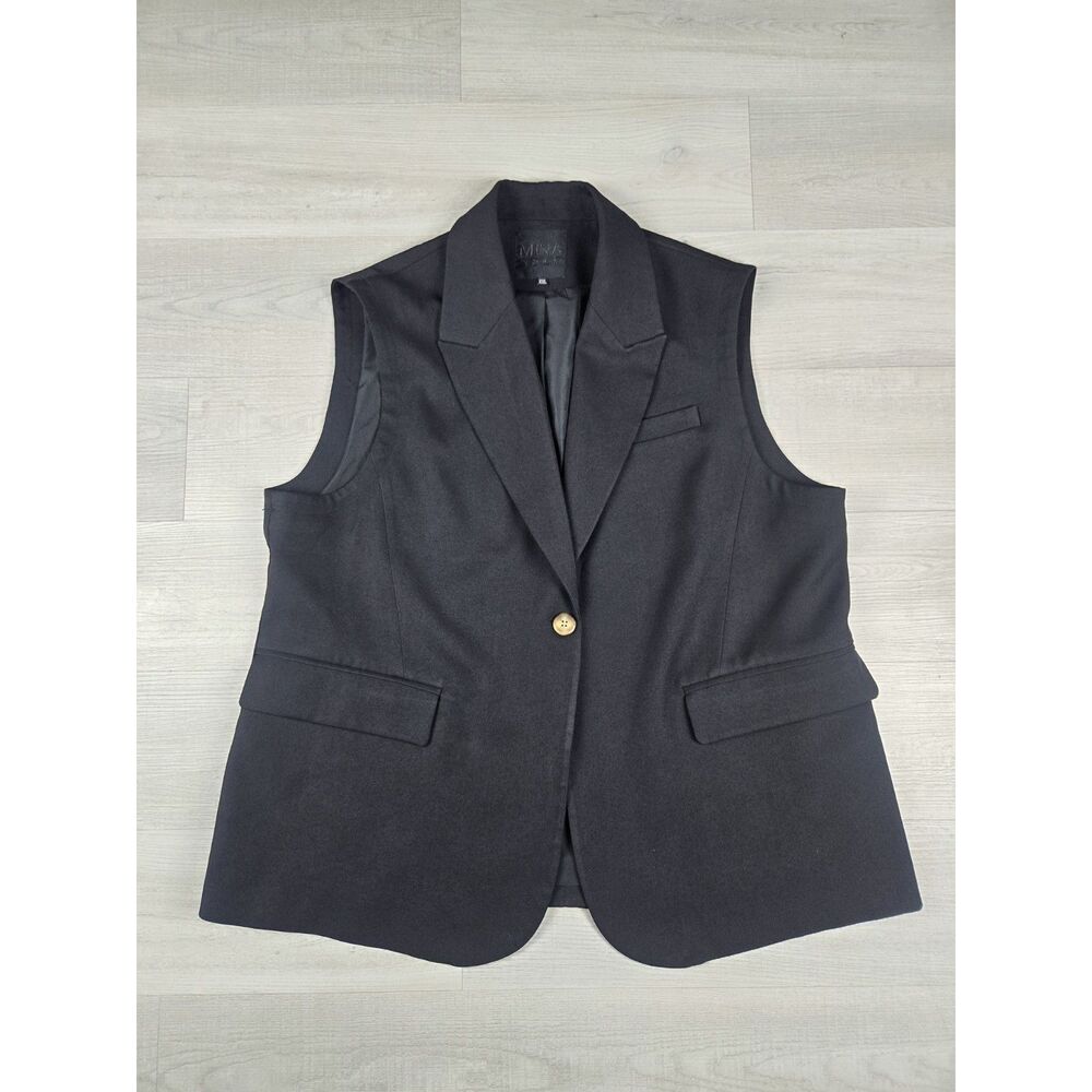 Mina Self Black Longline Tailored Vest Womens XXL Office Siren Corporate Core